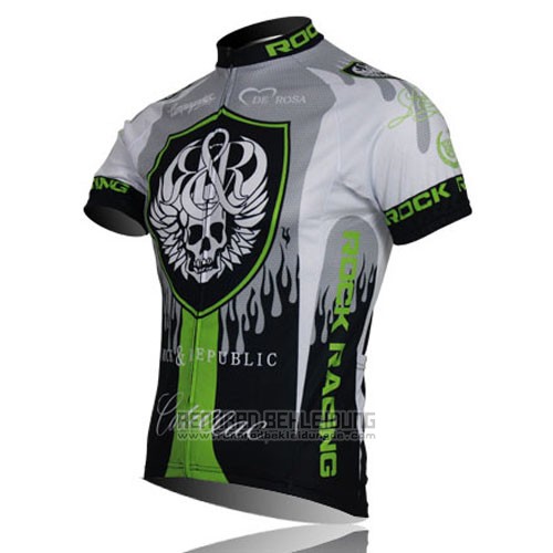 2013 Fahrradbekleidung Rock Racing Shwarz und Grun Trikot Kurzarm und Tragerhose